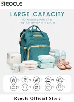 REOCLE 2 in 1 Diaper Bag Baby Crib Large Backpack with Changing Station Multifunctional Travel Diaper Waterproof Backpack with Transparent Business Card Bag Newborn Bags for Boy & Girl  - Image 3