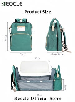 REOCLE 2 in 1 Diaper Bag Baby Crib Large Backpack with Changing Station Multifunctional Travel Diaper Waterproof Backpack with Transparent Business Card Bag Newborn Bags for Boy & Girl  - Image 5