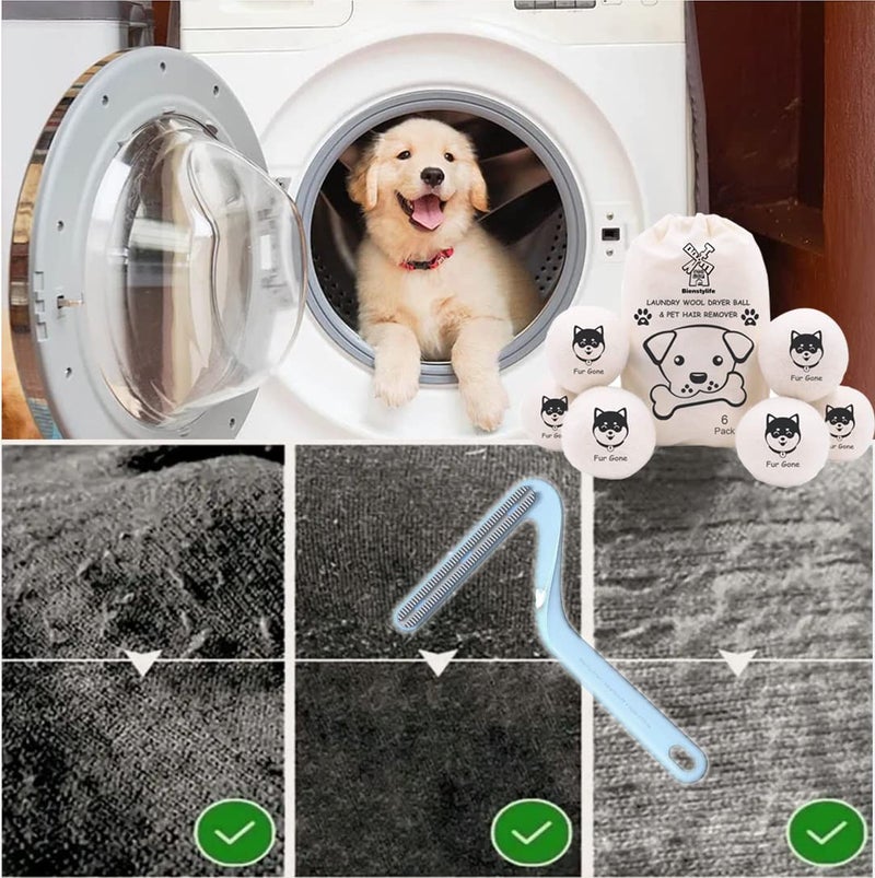 Bienstylife Wool Dryer Balls for Pet Hair Remover Organic Reusable Laundry Dryer Balls Pre-Wash Lint Remover for Dog/Cat Pet Hair Shaver for Laundry Hair Catcher for Washing Machine - Image 2