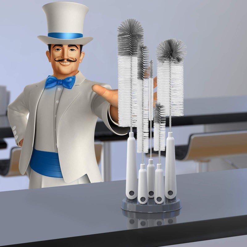 Mr Siga MR.SIGA 5 Pack Bottle Brush Cleaning Set with Storage Holder, Cleaning Brushes for Long Narrow Neck Bottles, Water Bottles, Baby Bottles, Tumblers, Drinking Glasses, Strews - Image 2