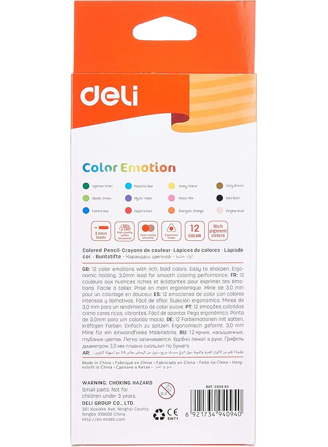 Deli Ec00200 Color Emotion Wooden Colored Pencils 12 Pieces - Image 3