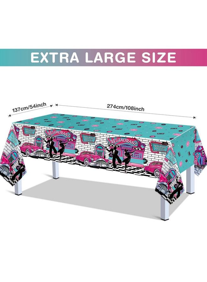 Tiamon 3 Pieces 50S Tablecloth 50'S Party Decorations Rock And Roll Party Table Cover Large 1950'S Plastic Tablecloth Back To 50'S Rocking Party Supplies For Music Birthday Party Anniversary 54 X 108 Inch - Image 3