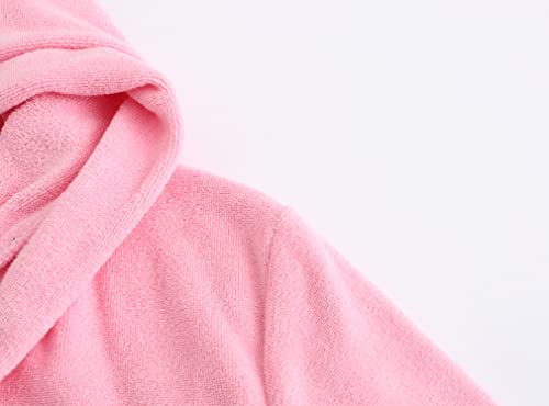 E.W Apparel Kids Boys Girls Hooded Towelling Bathrobe Dressing Gown 100% Cotton Terry Towel Soft Terry Cloth Robe 5-16 Years(Pink,13-14 Years) - Image 4