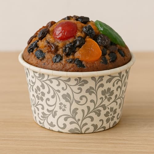 Esslly 25 Pcs Silver Floret Muffin Paper Cups | Disposable PET-Coated Bake & Serve Moulds | Greaseproof, Oven Safe up to 220°C | Holds 30g | 3.2x3 cm - Image 5