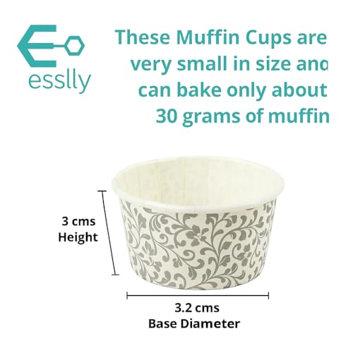 Esslly 25 Pcs Silver Floret Muffin Paper Cups | Disposable PET-Coated Bake & Serve Moulds | Greaseproof, Oven Safe up to 220°C | Holds 30g | 3.2x3 cm - Image 4