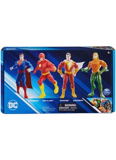 DC Comics , Action Figures 4-Pack, Superman, The Flash, Shazam!, Aquaman 4-Inch Figures, Accessories, Superhero Kids Toys For Boys And Girls, Ages 3+  - Image 2