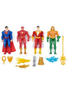 DC Comics , Action Figures 4-Pack, Superman, The Flash, Shazam!, Aquaman 4-Inch Figures, Accessories, Superhero Kids Toys For Boys And Girls, Ages 3+  - Image 1