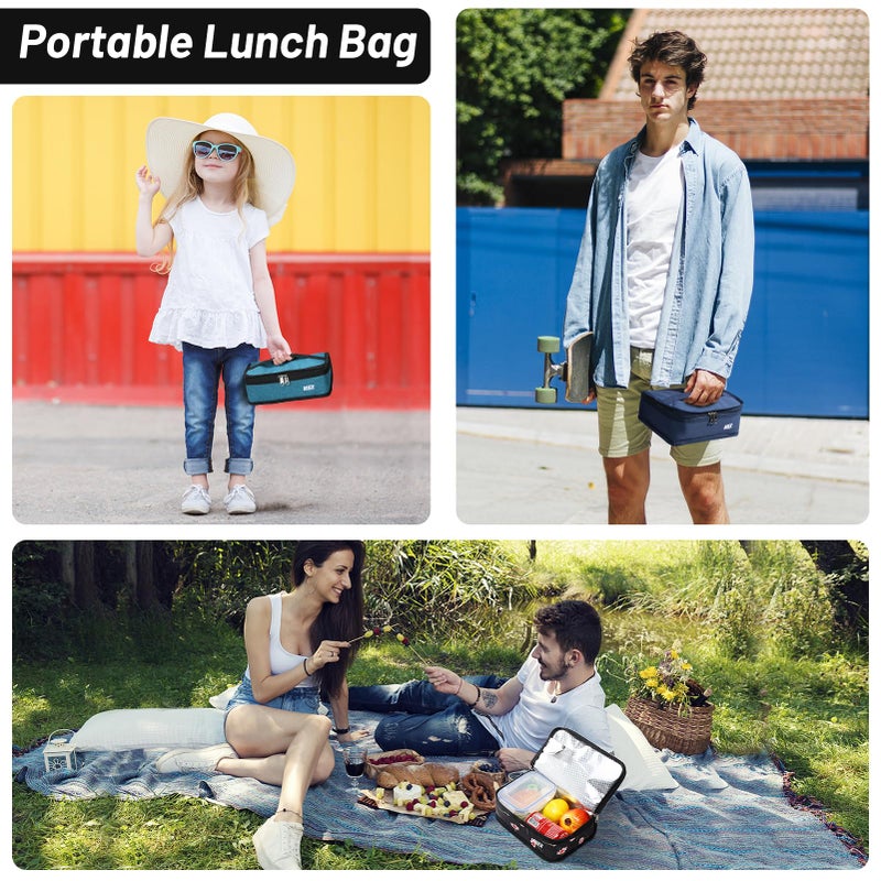 MIER Small Lunch Bag for Kids & Adults Compact Insulated Lunch Box Portable Thermal Mini Cooler for Work School Travel, Navy Blue - Image 5