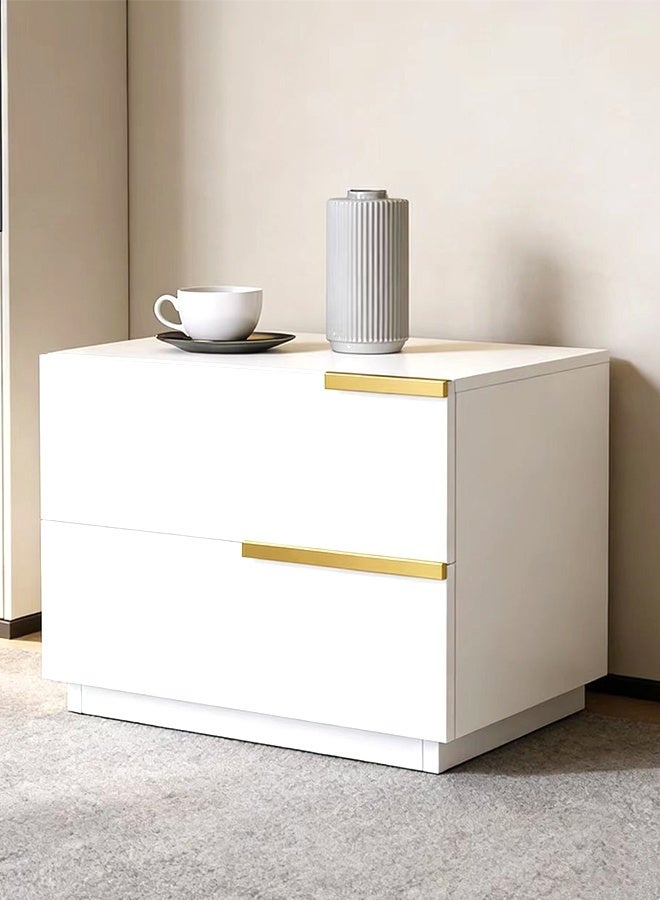 JCB CHIC طاولة جانبية متعددة الوظائف مع درجين، طاولة جانبية مولدن، خزانة تخزين بإطار خشبي، طاولة جانبية كبيرة السعة، حامل تخزين موفر للمساحة لغرفة النوم وغرفة المعيشة - Image 1