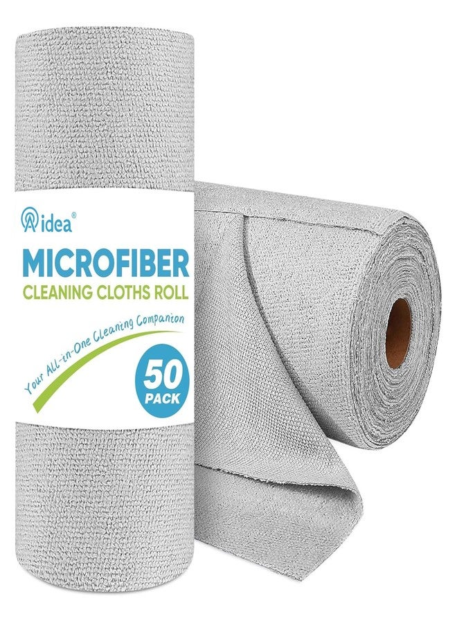 AIDEA Microfiber Cleaning Cloth Roll, 50PK, Paper Towels Reusable Grey Tear Away Towels, Washable Shop Rags, Microfiber Towels for Cars, Lint Free Rags for House, Kitchen, Window,11.5"×11.5" - Image 1