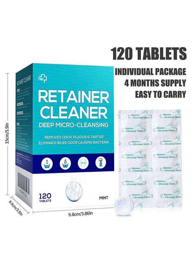 YKL Retainer & Denture Cleaner Tablets 120 Pcs (4 Months Supply) - Retainer Cleaner Tablets for Invisalign,Retainers, Dentures, Night & Mouth Guard,Removes Stains & Plaque, Mint Flavor - Image 3