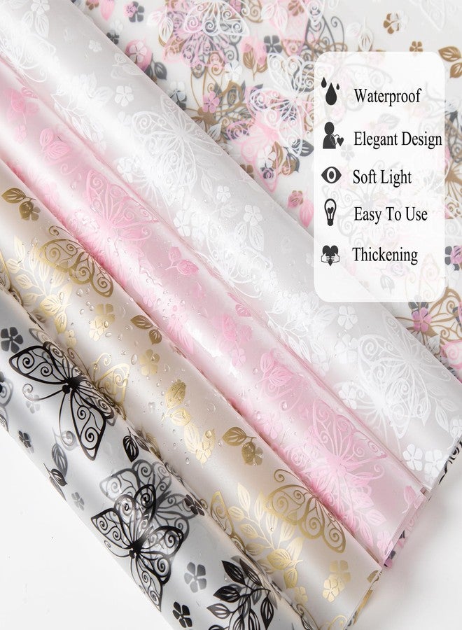 Gloreyan 20 Sheets Flower Wrapping Paper with Butterfly, Florist Bouquet DIY Craft Fresh Flower Wrapping Paper Waterproof Floral Wrapping Gift Packaging Material Florist Supplies(Black - Image 3