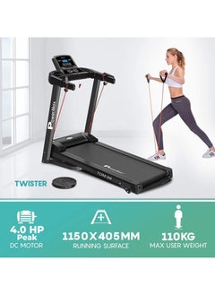 PowerMax Fitness TDM-99 (4HP Peak) Motorized Multifunction Foldable Treadmill for Home Use with Twister and Resistance Rope, Manual Incline Exercise Machine, Preset Workout Programs, User 110kg, AUX  - Image 3