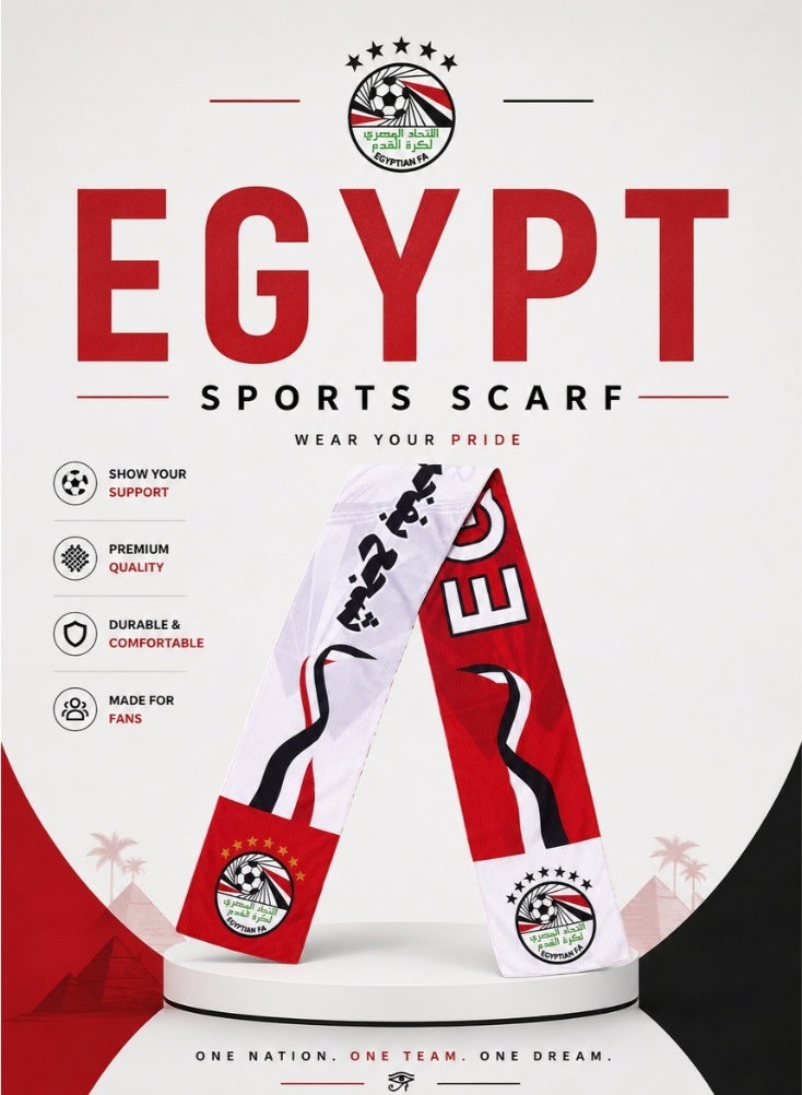 Egypt Sports Supporter Scarf – National Team Fan Scarf for Football Matches, Stadium Events & Sports Celebrations - Image 3