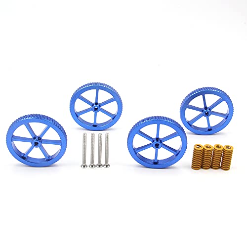 Befenybay 4PCS Aluminum Blue Hand Twist Leveling Nut Diameter 60mm, 4PCS Hot Bed Spring, 4PCS M4X40mm Screws for Creality 3D Printer CR-10 Ender-3 (60mm-Aluminum Blue) - Image 5