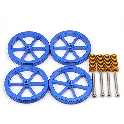 Befenybay 4PCS Aluminum Blue Hand Twist Leveling Nut Diameter 60mm, 4PCS Hot Bed Spring, 4PCS M4X40mm Screws for Creality 3D Printer CR-10 Ender-3 (60mm-Aluminum Blue) - Image 1
