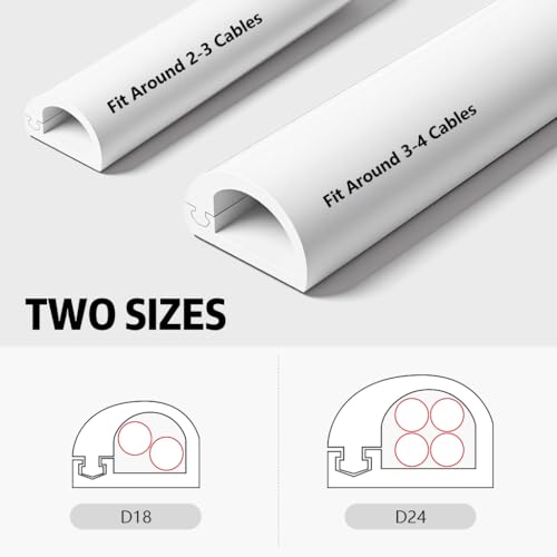 Serplex® PVC Cord Cover 6.6ft /78'' Self Adhesive Floor Cord Hider Wall Wire Hider with Side Open Cuttable Soft PVC Floor Cord Hider Flexible Wire Cover Reuseable Cord Cover, 24x18mm Channel - Image 5