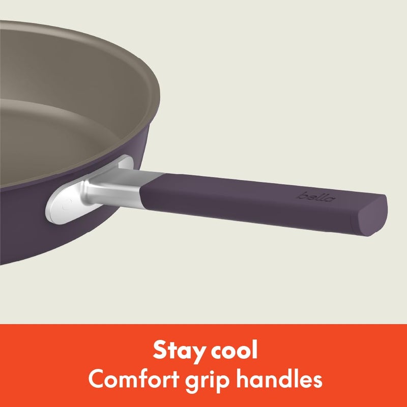 bella 9 Piece Ceramic Nonstick Cookware Set, Fits-anywhereâ„¢ Kitchenware w EverGoodâ„¢ Coating, Dishwasher & Oven Safe, All Stovetops Compatible, Stackable Design, Cool Touch Handles, Plum - Image 5