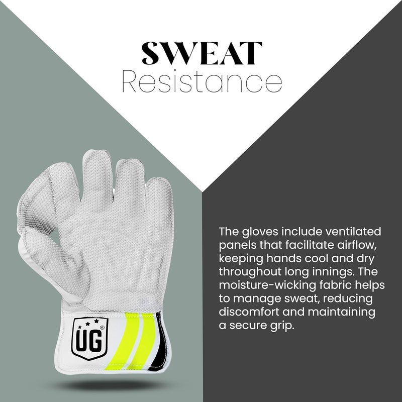 ULTIMATE GOAL UG Sports | Cricket Leather Wicketkeepers Gloves Pair for Men| Advanced Protection and Enhanced Grip | Durable Construction, High-Density Finger Protection, Ergonomic Design (Club, Green, Youth) - Image 4