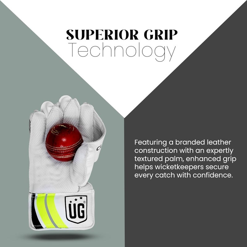 ULTIMATE GOAL UG Sports | Cricket Leather Wicketkeepers Gloves Pair for Men| Advanced Protection and Enhanced Grip | Durable Construction, High-Density Finger Protection, Ergonomic Design (Club, Green, Youth) - Image 3