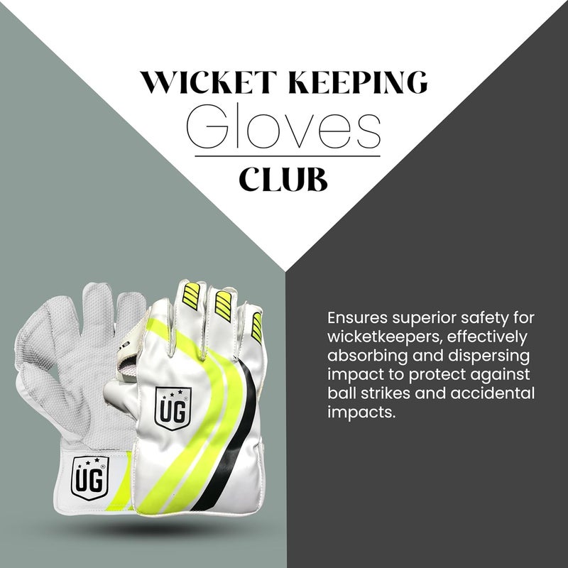 ULTIMATE GOAL UG Sports | Cricket Leather Wicketkeepers Gloves Pair for Men| Advanced Protection and Enhanced Grip | Durable Construction, High-Density Finger Protection, Ergonomic Design (Club, Green, Youth) - Image 2