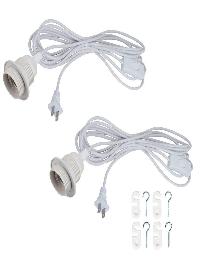 HESSION 15.6ft Plug in Pendant Light, 2-Pack Light Sockets Extension Cord, White Hanging Light Cord E26/E27 Latern Pendant Light Fixtures with ON/Off Switch - Image 1