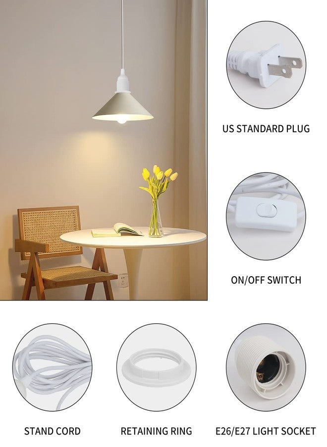 HESSION 15.6ft Plug in Pendant Light, 2-Pack Light Sockets Extension Cord, White Hanging Light Cord E26/E27 Latern Pendant Light Fixtures with ON/Off Switch - Image 3