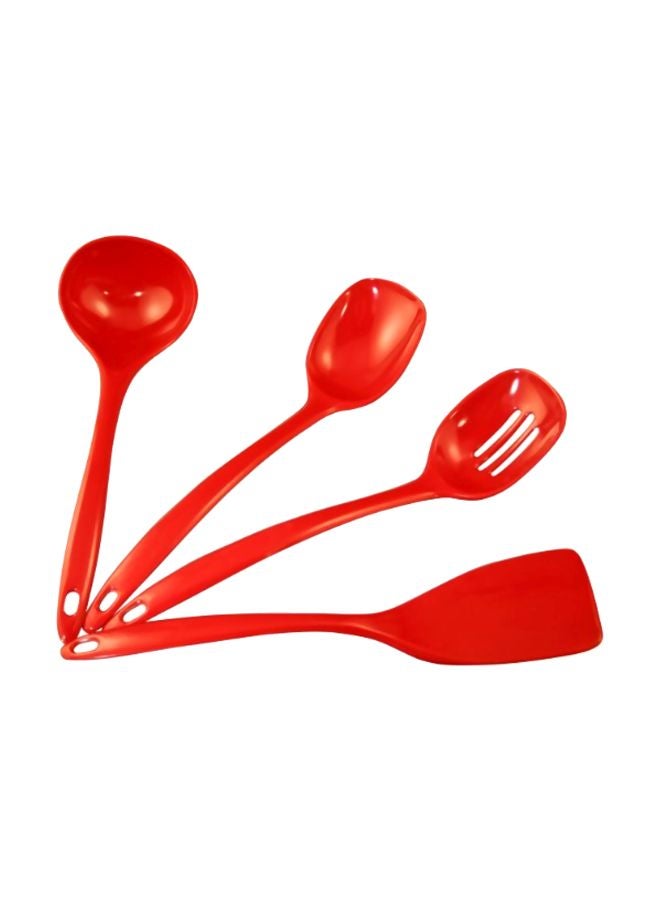 Reston Lloyd 100% Melamine Kitchen Utensil Set, Non Scratching Ladle, Spoon, Slotted Spoon & Spatula, Easy To Hold, Set of 4, Red - Image 1