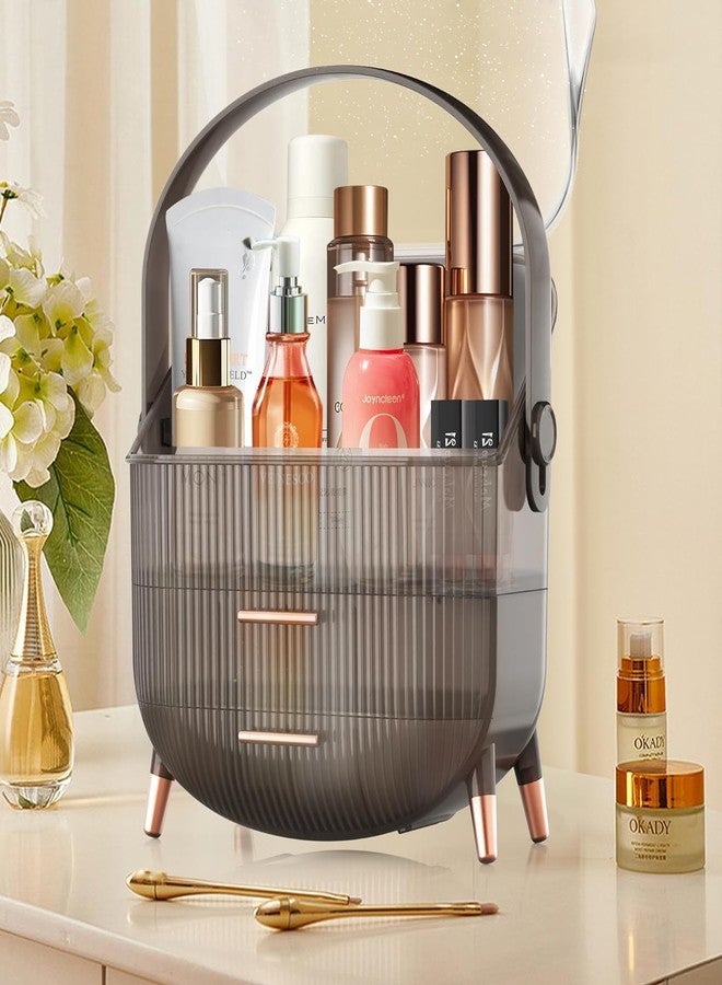 MAPPLE CREATION Large Portable Skincare Organizers Cosmetics Storage Display Case Dust Proof Makeup Drawer Box for Countertop Bathroom Dresser (Clear Black) - Image 4