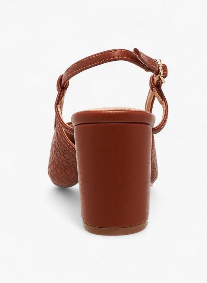 سيليست أحذية نسائية بنعل مدبب بنقش شعار وكعب مربع - Image 5