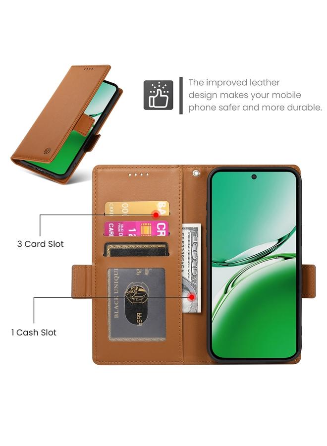 erorex Case For OPPO Reno12 F 4G / 5G / F27 India Side Buckle Magnetic Frosted Leather Phone Case - Image 4