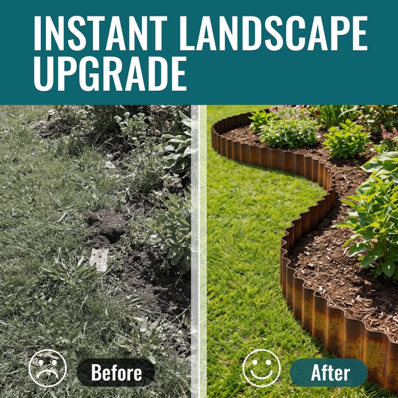 ZXZYHFTY Corrugated Metal Garden Edging, 6"Ã—40Ft Rusted Landscape Border for Lawn, Flower Beds, Paver Edging, Durable Garden Fence. - Image 3