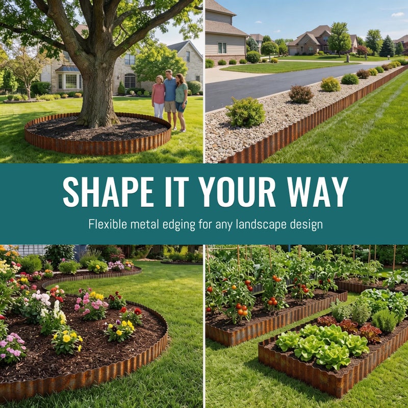 ZXZYHFTY Corrugated Metal Garden Edging, 6"Ã—40Ft Rusted Landscape Border for Lawn, Flower Beds, Paver Edging, Durable Garden Fence. - Image 5