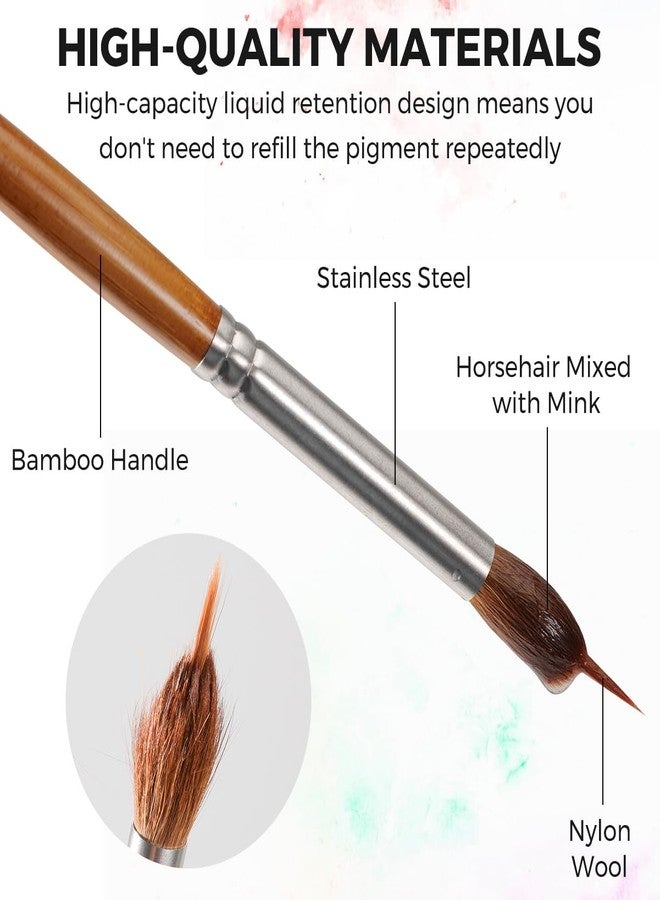 SYCYKA Professional Watercolor Brushes - 5Pcs Extra Long Needle Point Detail Brushes,Two - Layer Liner Sable/Horse Hair Brush for Fine Line Work,Gouache,Acrylic,Models,Artist Grade Painting Tools (Brown) - Image 4