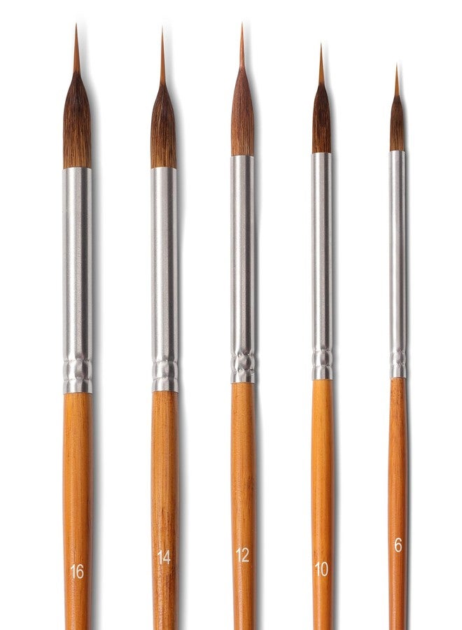 SYCYKA Professional Watercolor Brushes - 5Pcs Extra Long Needle Point Detail Brushes,Two - Layer Liner Sable/Horse Hair Brush for Fine Line Work,Gouache,Acrylic,Models,Artist Grade Painting Tools (Brown) - Image 1