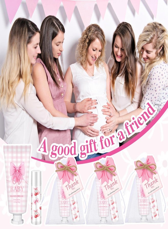 Heigble 50 Set Pink Baby Shower Gifts Bulk Woman Bow Baby Shower Favor for Guests Lip Balm Hand Cream Include 50 Lip Balm 50 Hand Cream 50 Bag 50 Tag Gender Reveal Wedding Bridal Party Favors Gift - Image 4
