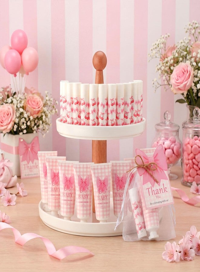 Heigble 50 Set Pink Baby Shower Gifts Bulk Woman Bow Baby Shower Favor for Guests Lip Balm Hand Cream Include 50 Lip Balm 50 Hand Cream 50 Bag 50 Tag Gender Reveal Wedding Bridal Party Favors Gift - Image 3