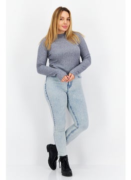 BB Dakota by Steve Madden Women Ruffle Collar Heather Sweater, Heather Grey  - Image 3