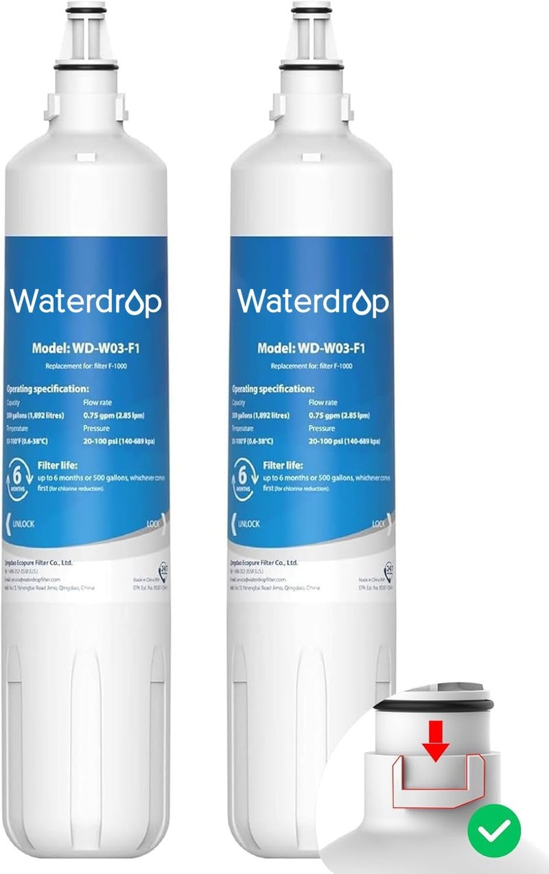 Waterdrop F-1000 Undersink Water Filter, Replacement for Sub-Zero 4204490, F-2000 & F-2000s Filtration System, Pack of 2 - Image 1