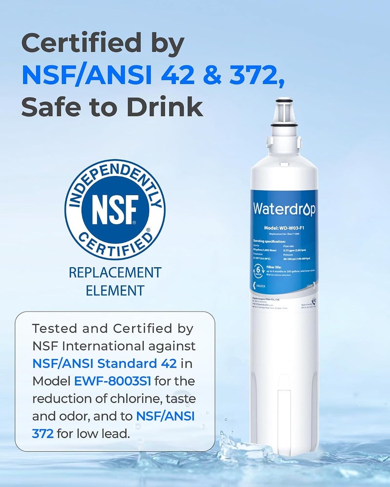 Waterdrop F-1000 Undersink Water Filter, Replacement for Sub-Zero 4204490, F-2000 & F-2000s Filtration System, Pack of 2 - Image 4