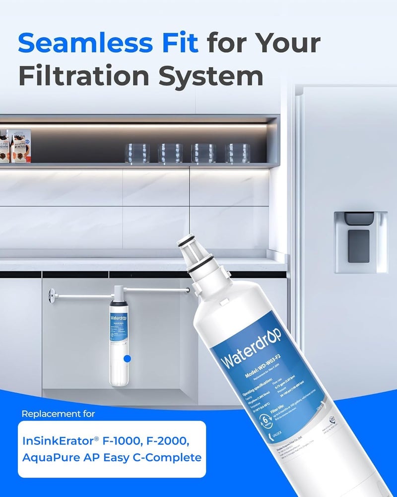 Waterdrop F-1000 Undersink Water Filter, Replacement for Sub-Zero 4204490, F-2000 & F-2000s Filtration System, Pack of 2 - Image 2