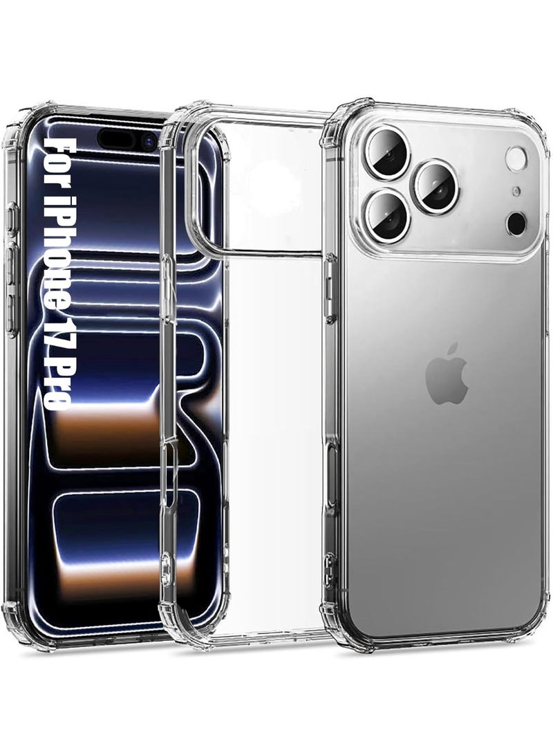 حومة جراب iPhone 17 Pro شفاف مقاوم للصدمات غير قابل للاصفرار، غطاء هاتف ممتص للصدمات لهاتف iPhone 17 Pro، غطاء حماية قوي مضاد للخدش والسقوط لهاتف iPhone 17 Pro مقاس 6.3 بوصة - Image 1