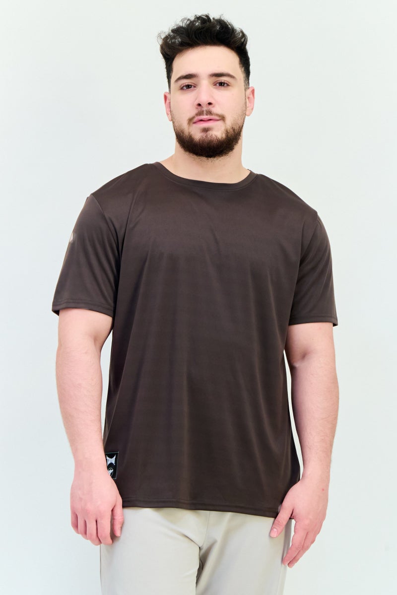 TapouT Men Sportswear Fit Short Sleeves Running T-Shirt, Dark Brown  - Image 1