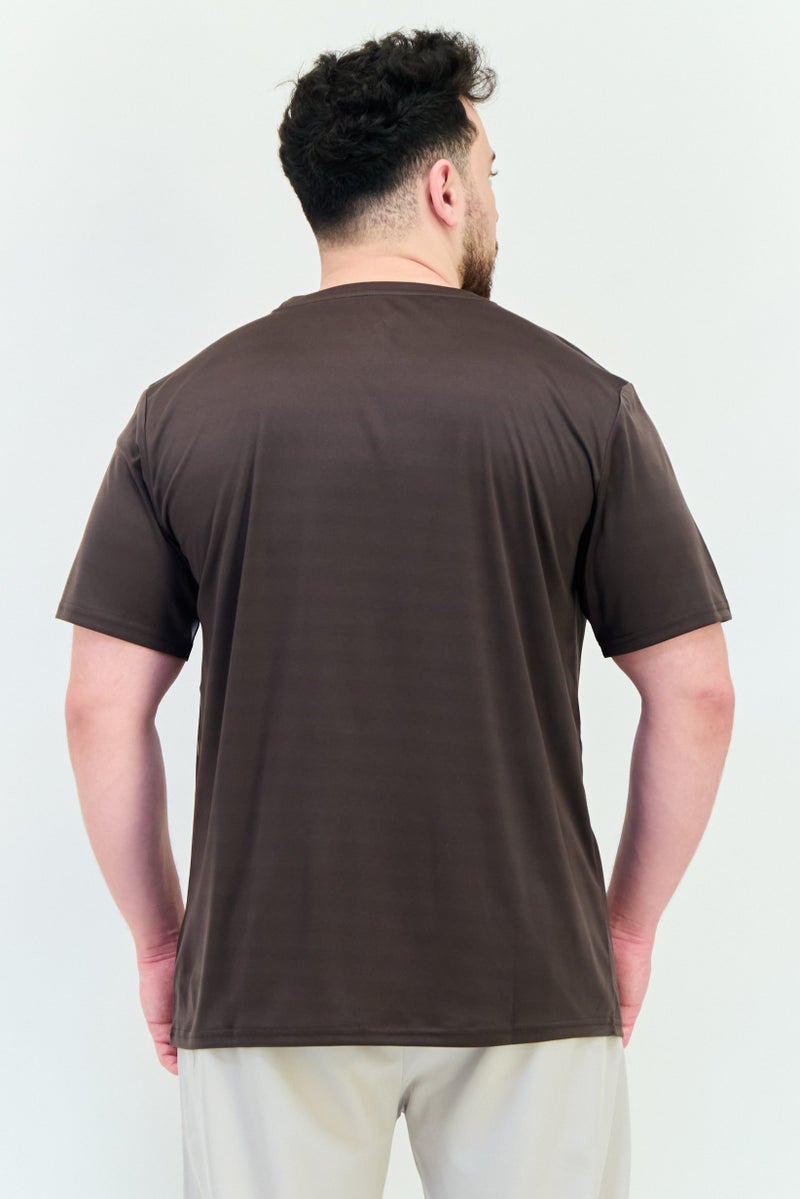 TapouT Men Sportswear Fit Short Sleeves Running T-Shirt, Dark Brown  - Image 3