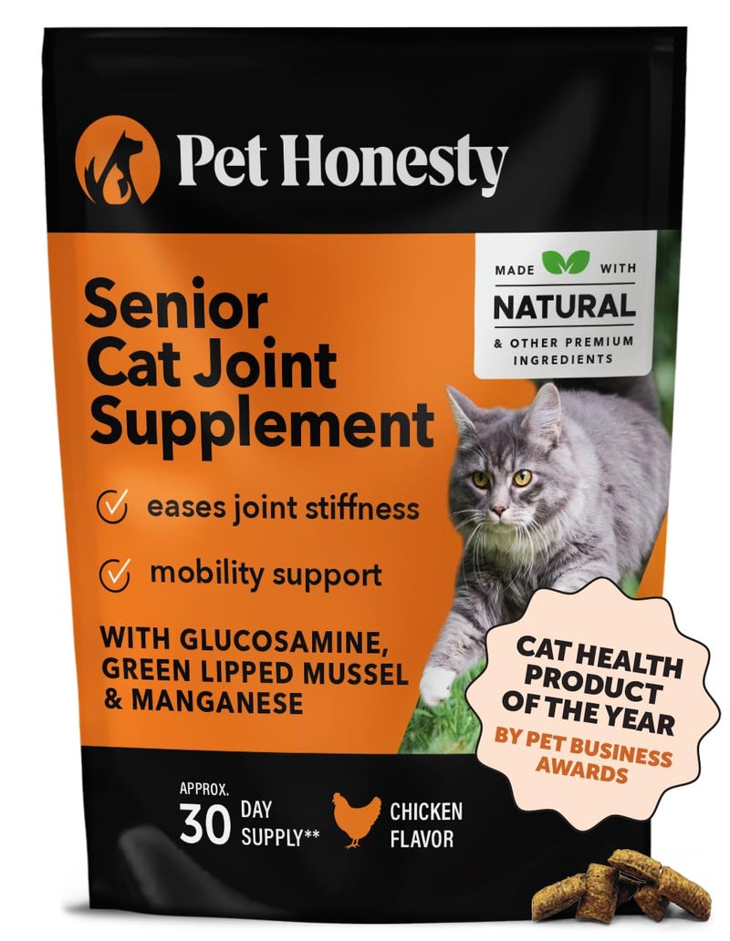 Pet Honesty Cat Hip & Joint Health Crunchy & Creamy Chews - Glucosamine for Cats, Cat Joint Support Supplement, Cat Health Supplies & Hip Support for Indoor Cats & Outdoor Cats - Chicken 30-Day Supply - Image 1