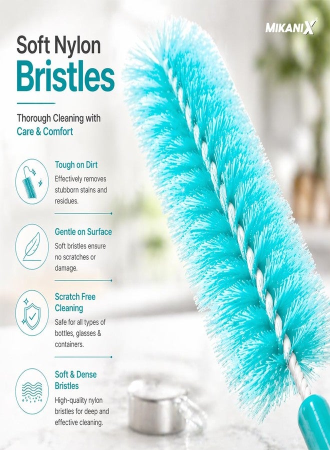 MIKANIX Multi-Purpose Flexible Bottle Cleaning Brush with Long Handle | Durable Soft Nylon Bristles for Deep Cleaning of Kitchen Water Bottles, Jars, Baby Feeding Bottles (Pack of 1) - Image 3