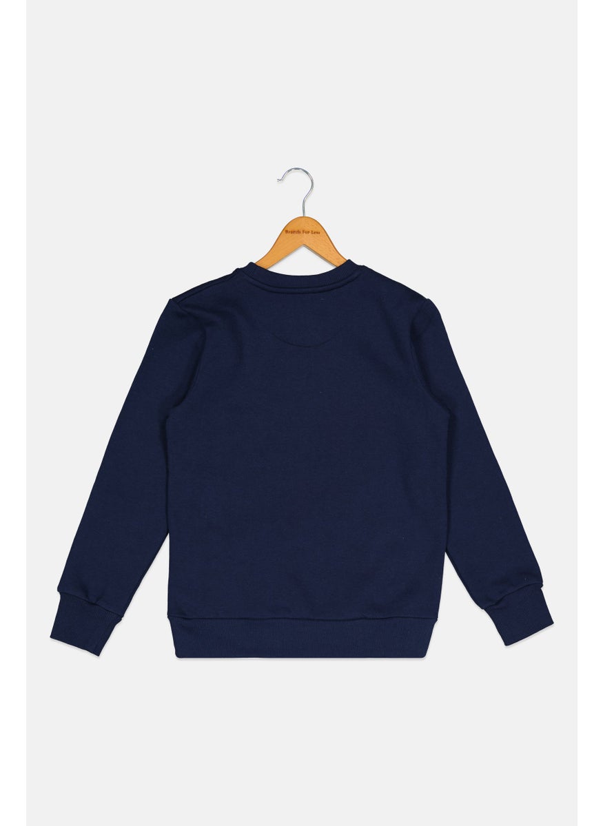 Hurley Kids Boy Sportswear Fit Long Sleeves Outdoor Sweatshirt, Navy  - Image 2
