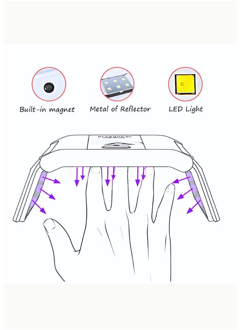 SOLARAE LED Nail Dryer 24W Gel Polish Curing Lamp Portable Foldable 12 Beads UV Light Finger Toe Nail Art Accessories Creamy White  - Image 4