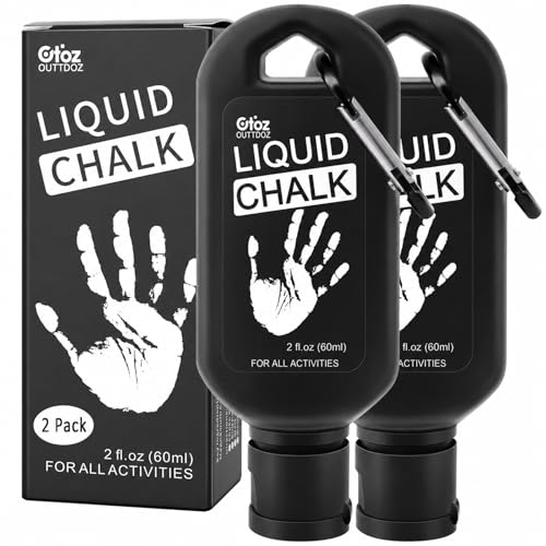 OUTTDOZ Liquid Chalk 2 Pack, 2 oz Gym Chalk with Carabiner Bottles & Retail Box, Mess-Free Sweat-Resistant Grip for Weightlifting, Gymnastics, Rock Climbing (2 Pack, 2 oz) - Image 1