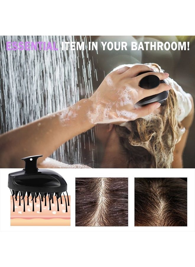Sosoon Shampoo Brush Hair Scalp Scrubber Head Massager for Stress Relax Hair Growth, Shower Hair Brush for Women Men Kids, Black - Image 3